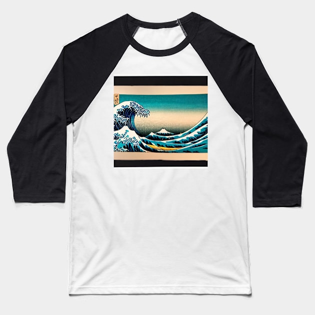 Elegance Meets Nature - A Stunning Ukiyo-e Sunset Wave Baseball T-Shirt by aestheticand